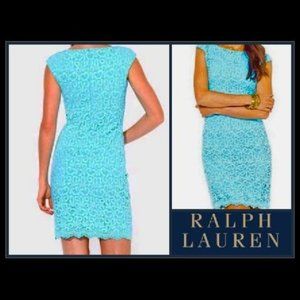 Lauren Ralph Lauren Crochet Lace Sheath Dress Aqua